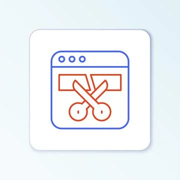 Line Video recorder or editor software on laptop icon isolated on white Stock Illustration