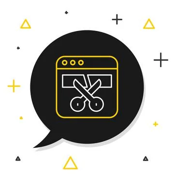 Line Video recorder or editor software on laptop icon isolated on white Stock Illustration