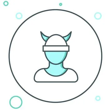 Line Viking head icon isolated on white background. Colorful outline concep.. Stock Illustration