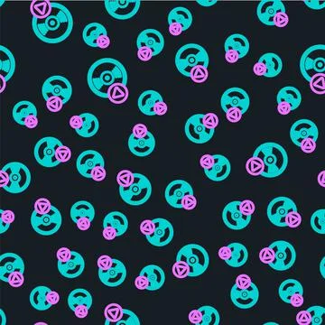 Line Vinyl disk icon isolated seamless pattern on black background. Vector イラスト素材