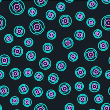 Line Vinyl disk icon isolated seamless pattern on black background. Vector Stock Illustration