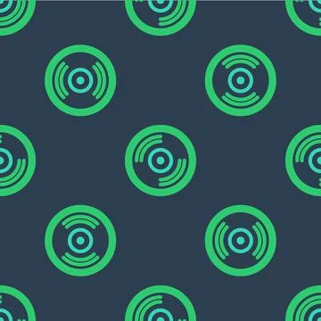 Line Vinyl disk icon isolated seamless pattern on blue background. Vector 스톡 일러스트