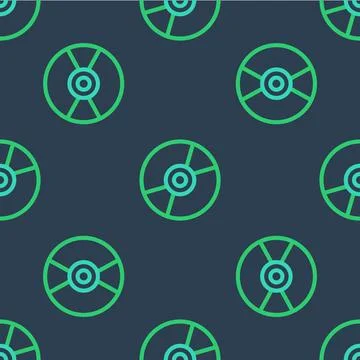 Line Vinyl disk icon isolated seamless pattern on blue background. Vector 스톡 일러스트