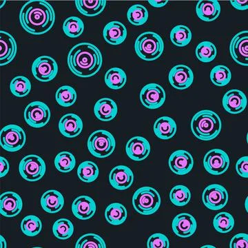 Line Vinyl disk icon isolated seamless pattern on black background. Vector イラスト素材