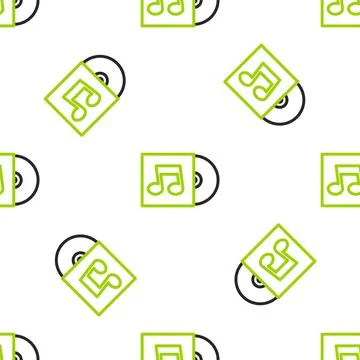 Line Vinyl disk icon isolated seamless pattern on white background. Vector 스톡 일러스트