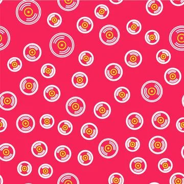 Line Vinyl disk icon isolated seamless pattern on red background. Vector Stockillustratie