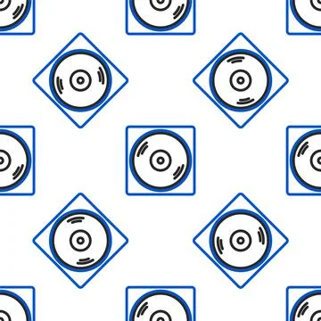 Line Vinyl player with a vinyl disk icon isolated seamless pattern on white Stock Illustration
