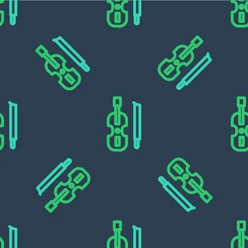 Line Violin icon isolated seamless pattern on blue background. Musical 스톡 일러스트
