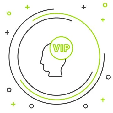 Line Vip inside human head icon isolated on white background. Colorful outlin Stock Illustration