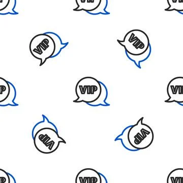 Line Vip in speech bubble icon isolated seamless pattern on white background Stock Illustration