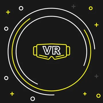 Line Virtual reality glasses icon isolated on black background. Stereoscopic 3d Stock Illustration