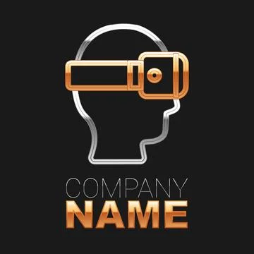 Line Virtual reality glasses icon isolated on black background. Stereoscopic 3d Stock Illustration