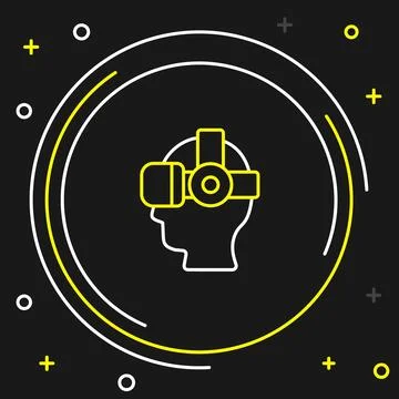 Line Virtual reality glasses icon isolated on black background. Stereoscopic 3d Stock Illustration
