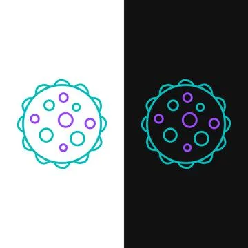 Line Virus icon isolated on white and black background. Corona virus 2019-nCo Stock Illustration