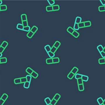 Line Vitamin complex of pill capsule icon isolated seamless pattern on blue Stock Illustration