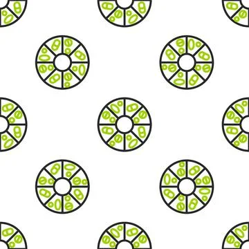 Line Vitamin complex of pill capsule icon isolated seamless pattern on whit.. Stock Illustration