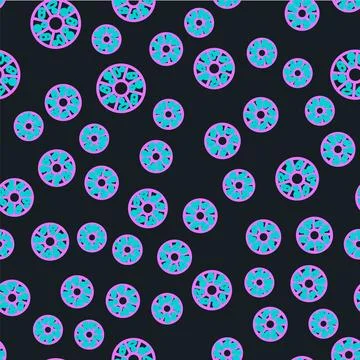 Line Vitamin complex of pill capsule icon isolated seamless pattern on blac.. Stock Illustration