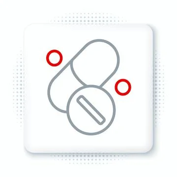 Line Vitamin complex of pill capsule icon isolated on white background. Hea.. Stock Illustration