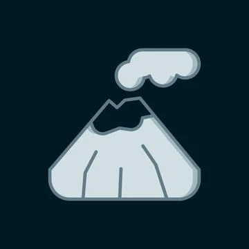Line Volcano icon isolated on black background. Flat filled outline style w.. Stockillustratie