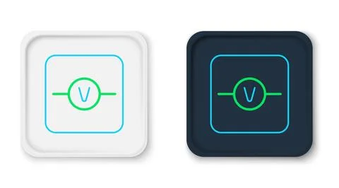 Line Voltmeter electronic component icon isolated on white background. Electr Illustrazione stock