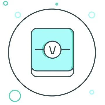 Line Voltmeter electronic component icon isolated on white background. Elec.. Illustrazione stock