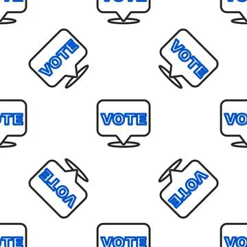 Line Vote icon isolated seamless pattern on white background. Colorful outline Stock Illustration