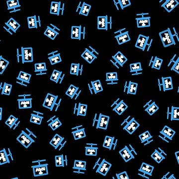 Line VPN Computer network icon isolated seamless pattern on black background Illustrazione stock