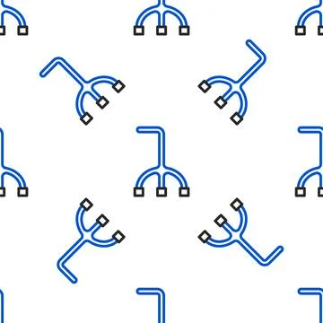 Line Walking stick cane icon isolated seamless pattern on white background Illustration