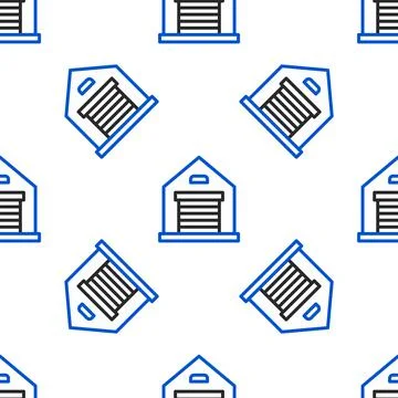 Line Warehouse icon isolated seamless pattern on white background. Colorful Stock Illustration
