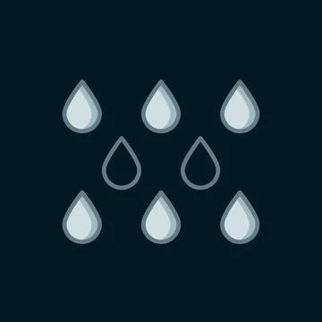 Line Water drop icon isolated on black background. Flat filled outline styl.. Stock Illustration