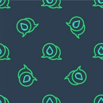 Line Water drop with speech bubbles icon isolated seamless pattern on blue Stock Illustration
