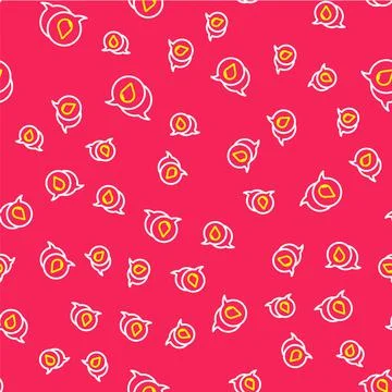 Line Water drop with speech bubbles icon isolated seamless pattern on red 스톡 일러스트