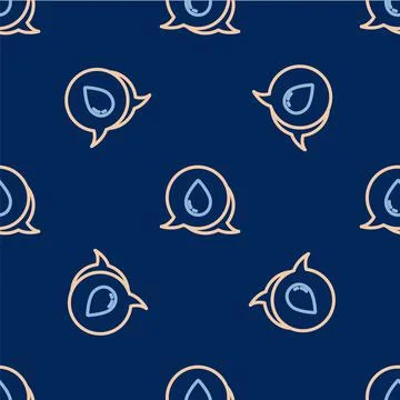 Line Water drop with speech bubbles icon isolated seamless pattern on blue Stock Illustration