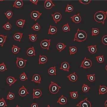 Line Water drop with speech bubbles icon isolated seamless pattern on black Stock Illustration