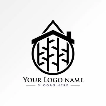 Line water drop tree home ecology architecture exterior to nature environment Stock Illustration