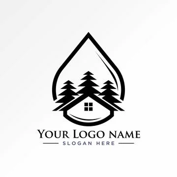 Line water drop tree home ecology architecture exterior to nature environment Stock Illustration