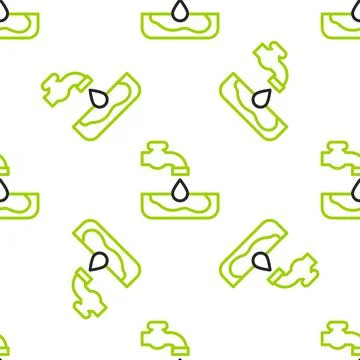 Line Water problem icon isolated seamless pattern on white background. Poor Stock Illustration