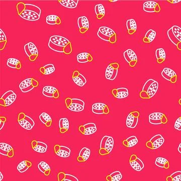 Line Water sensor icon isolated seamless pattern on red background.  Vector Stock Illustration