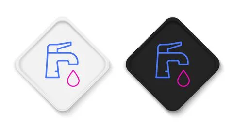 Line Water tap icon isolated on white background. Colorful outline concept Illustration