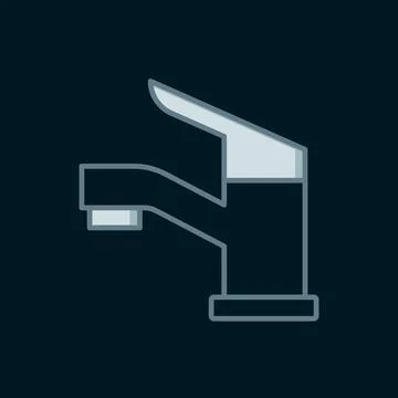 Line Water tap icon isolated on black background. Flat filled outline style.. Stock Illustration