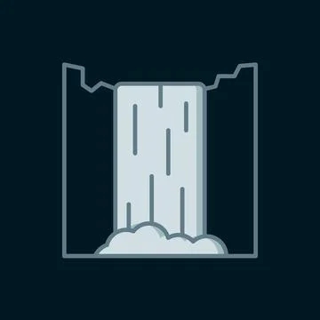 Line Waterfall icon isolated on black background. Flat filled outline style.. イラスト素材