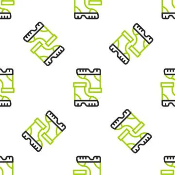 Line Waterproof rubber boot icon isolated seamless pattern on white background Stock Illustration