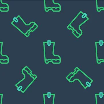 Line Waterproof rubber boot icon isolated seamless pattern on blue background 스톡 일러스트