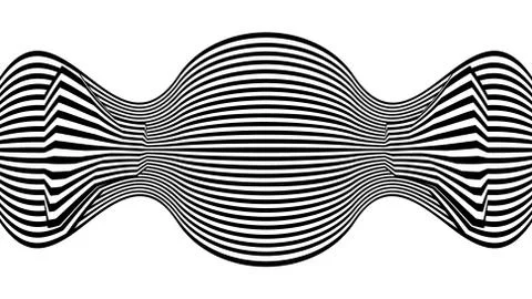Line waves illusion optical. Black and white seamless horisontal pattern lines Stock Illustration