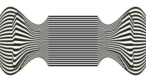 Line waves illusion optical. Black and white seamless horisontal pattern lines Illustrazione stock