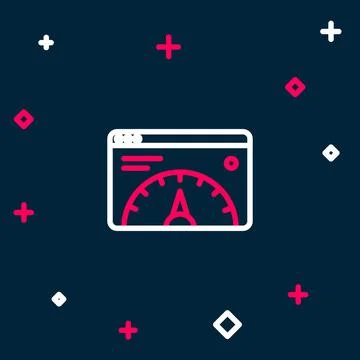 Line Web analytics information and development website statistic icon isolated Illustrazione stock