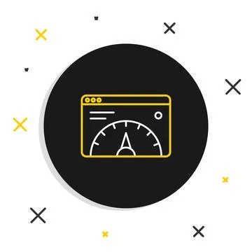 Line Web analytics information and development website statistic icon isola.. Illustrazione stock