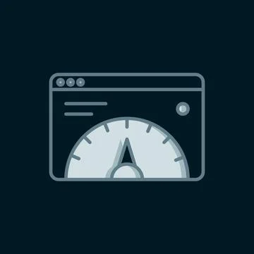 Line Web analytics information and development website statistic icon isola.. Illustrazione stock