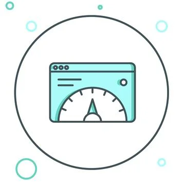 Line Web analytics information and development website statistic icon isola.. Illustrazione stock