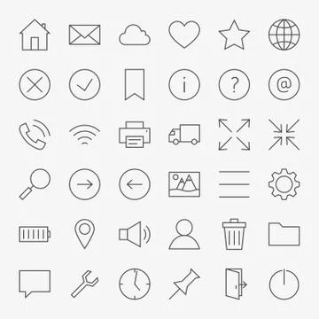 Line Web and User Interface Design Icons Big Set Stock Illustration